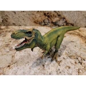 2011 Schleich Green Tyrannosaurus Rex Dinosaur T-Rex Figure 7" Toy Hinged Jaw